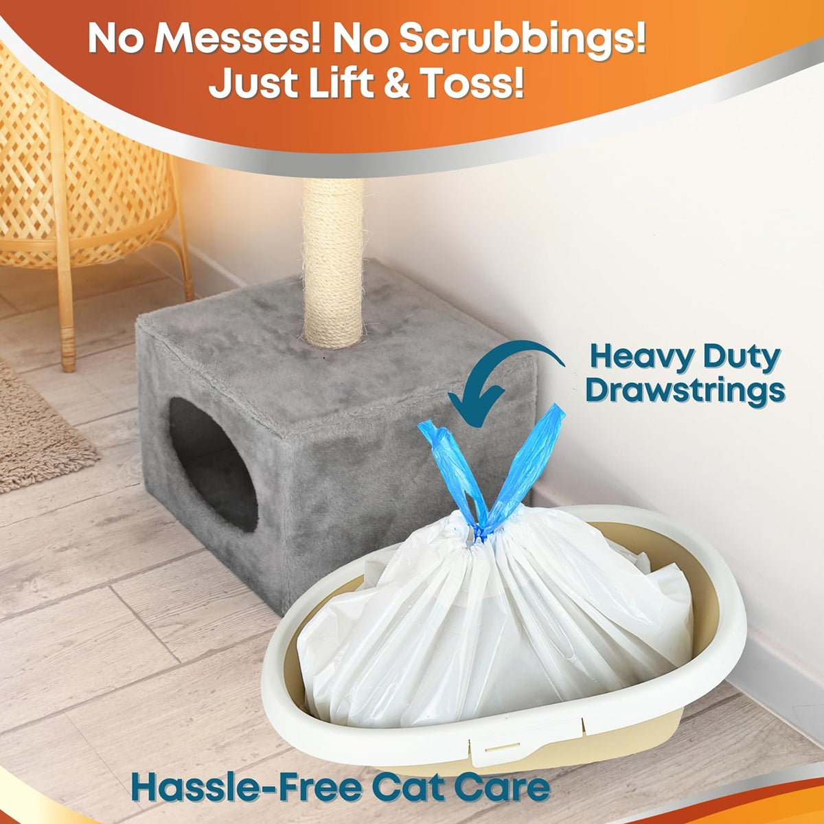 Litter Tray Liners Drawstrings Hassle free cat care