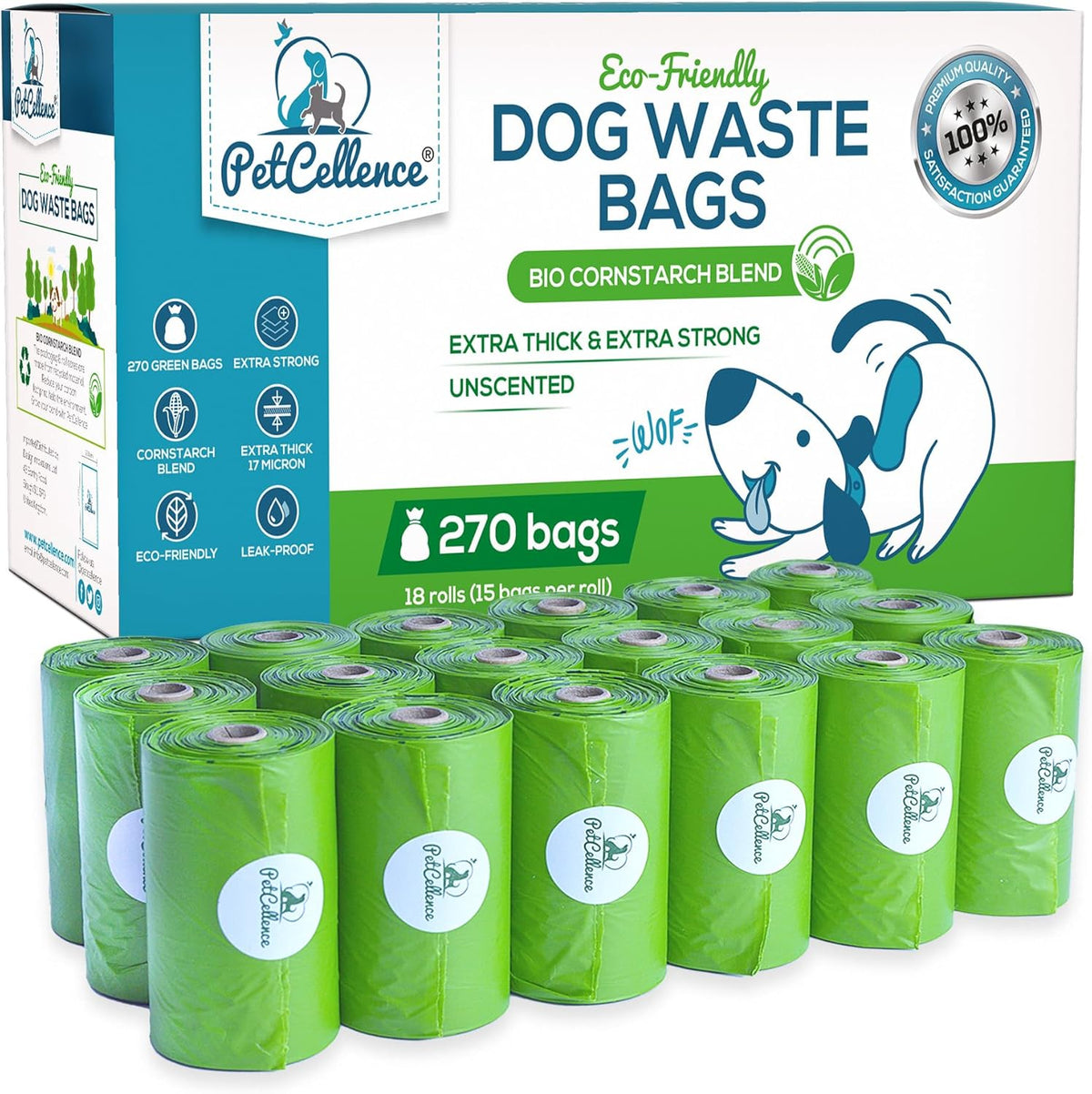 PetCellence 270 pack unscented dog poo bags on rolls